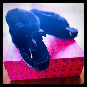 Tory Burch ABERDEEN SLIPPER RABBIT FUR & SUEDE